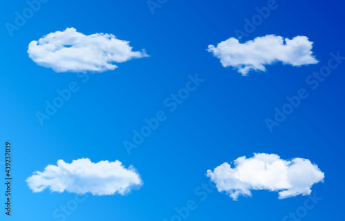Set of vector clouds or smoke on a blue background. Cloud, smoke, fog, sky, png.