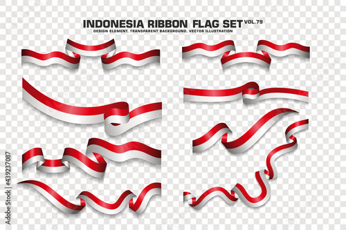 Indonesia Ribbon Flags Set, Element design, 3D style. vector Illustration
