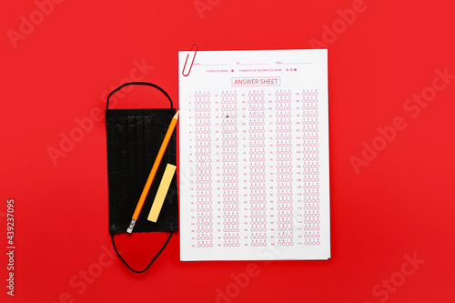 Answer sheet, mask and stat...