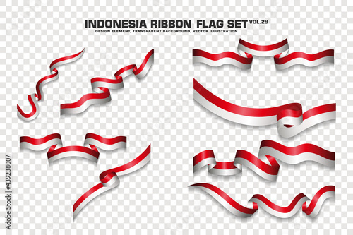 Indonesia Ribbon Flags Set, Element design, 3D style. vector Illustration