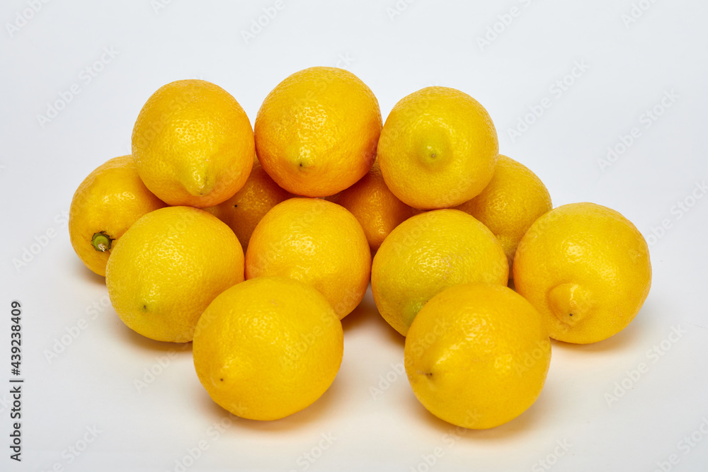 White background and fresh lemon. White background and fresh lemon.