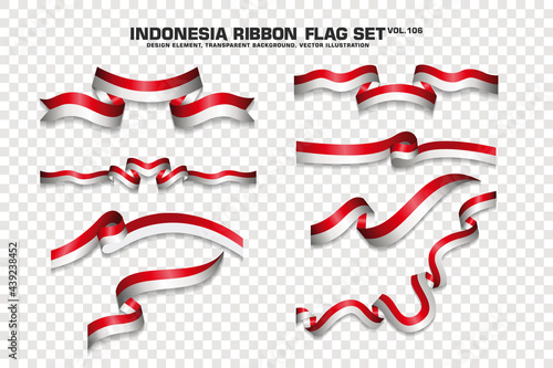 Indonesia Ribbon Flags Set, Element design, 3D style. vector Illustration