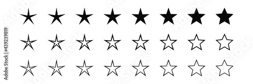 Star icons. Vector symbols star isolated on white background.