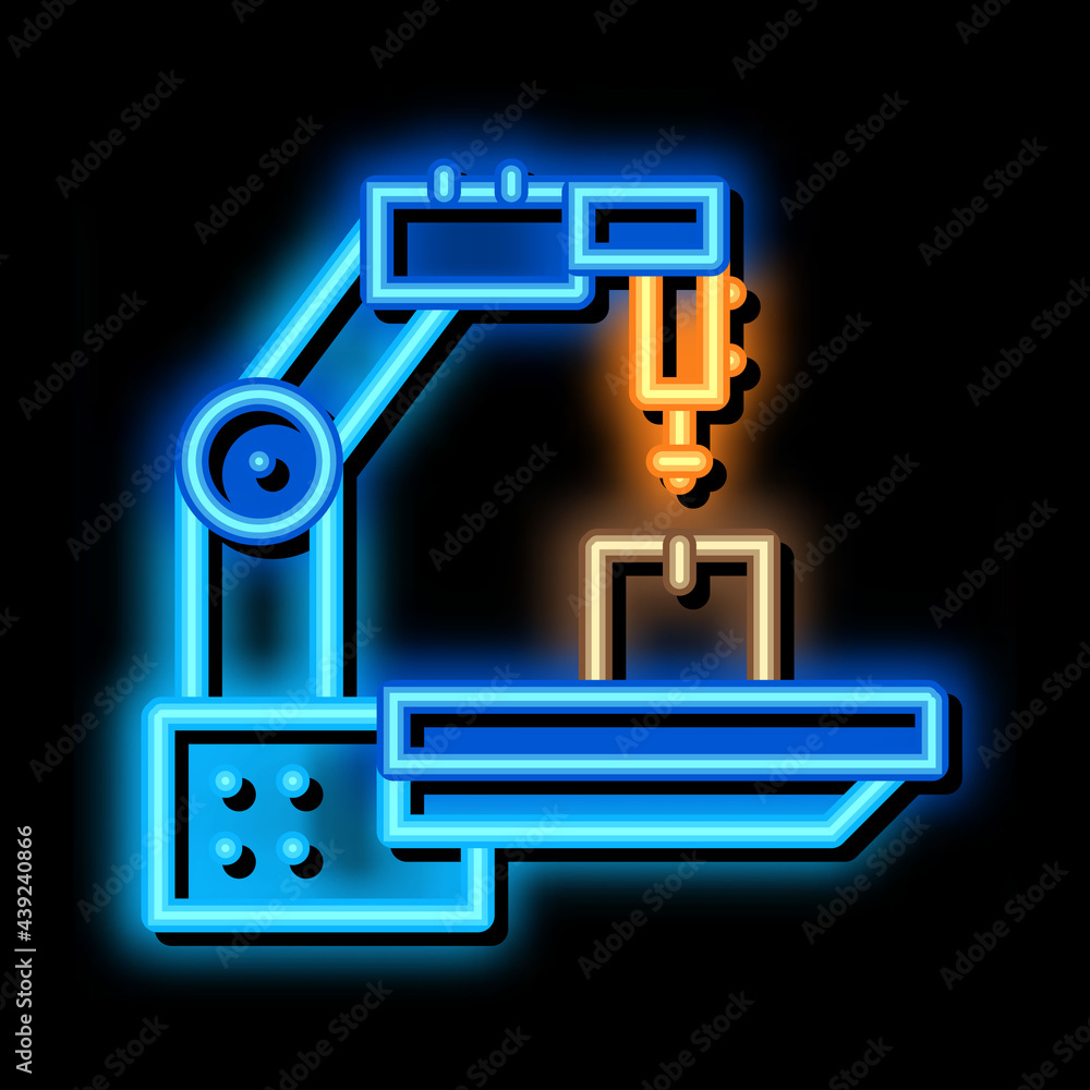 manufacturing technology neon light sign vector. Glowing bright icon manufacturing technology sign. transparent symbol illustration