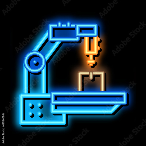 manufacturing technology neon light sign vector. Glowing bright icon manufacturing technology sign. transparent symbol illustration