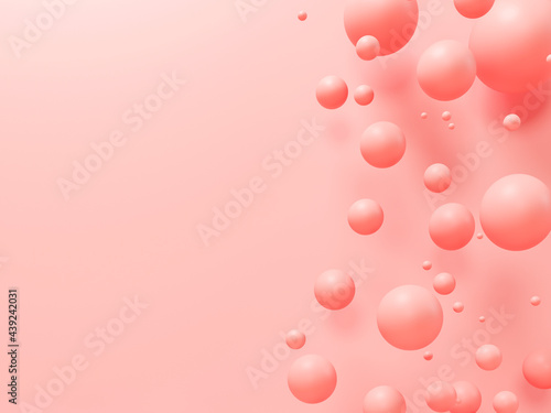Marshmallows, candy gum fly in zero gravity. 3d illustration Paper cut mockup. Poster for kids sport brand goods with empty space. Chaotic scatter confetti spheres. Makeup powder face cosmetics balls