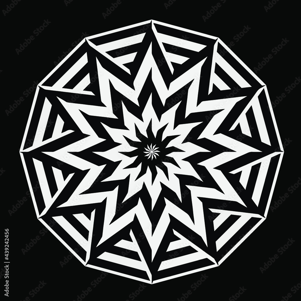 black and white mandala with geometric mandala. black and white mandala with geometric mandala.