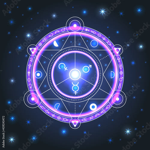 alchemic ornament, circle of invocation, esoteric signs