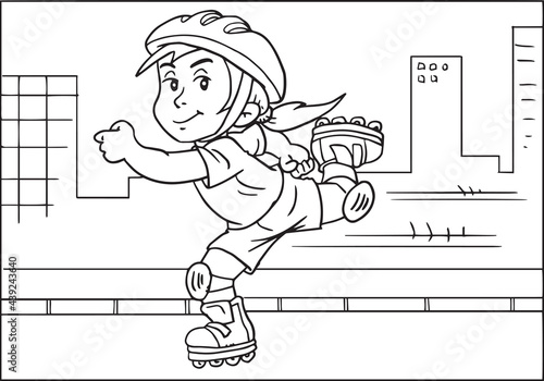 Vector illustration of Roller Skating child