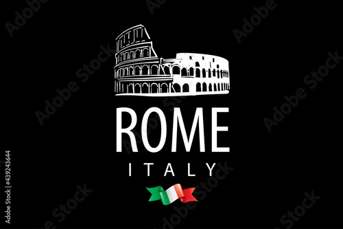 Vector drawing of the Colosseum in Rome on a black background