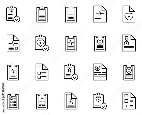 Medical report icon set