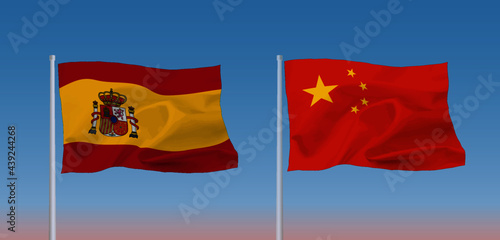 中国とスペインの国旗