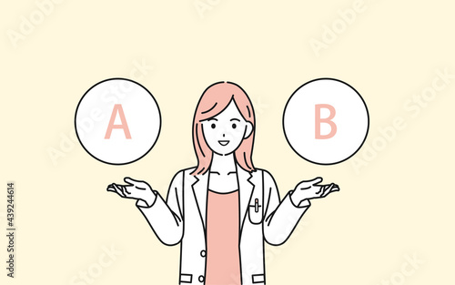 医者　女医　薬剤師　カウンセラー　白衣を着た女性　選択　選ぶ　イラスト素材