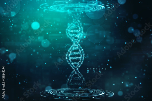 Illustration of DNA, Science background with DNA strand technology background.