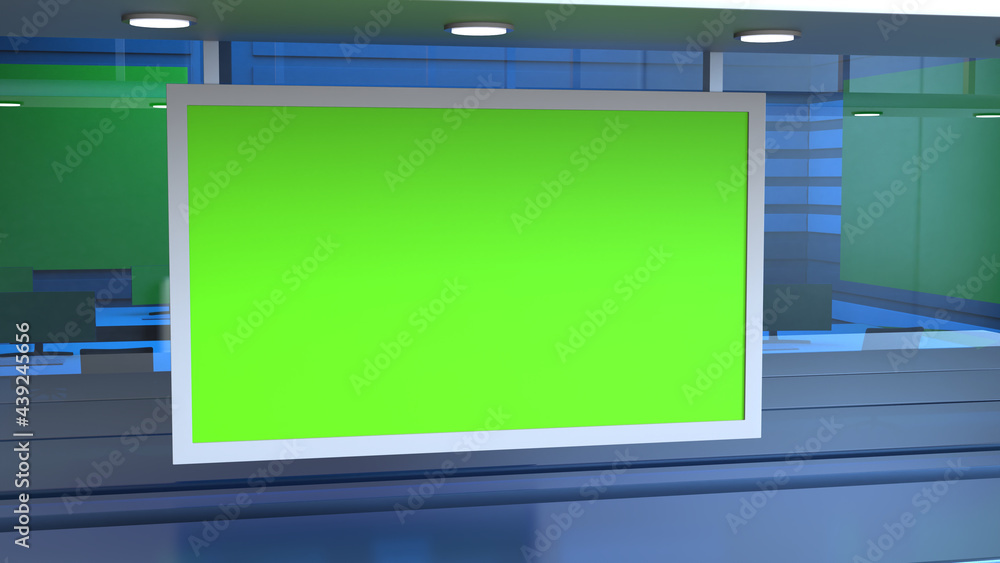 News Studio, Backdrop For TV Shows .TV On Wall.3D Virtual News Studio Background, 3d illustration News Studio, Backdrop For TV Shows .TV On Wall.3D Virtual News Studio Background, 3d illustration