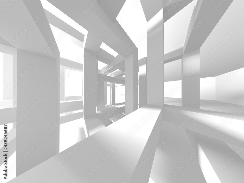 Obraz premium Illuminated corridor interior design. Empty Room Interior Background