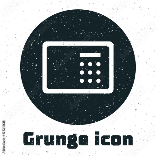 Grunge Safe icon isolated on white background. The door safe a bank vault with a combination lock. Reliable Data Protection. Monochrome vintage drawing. Vector