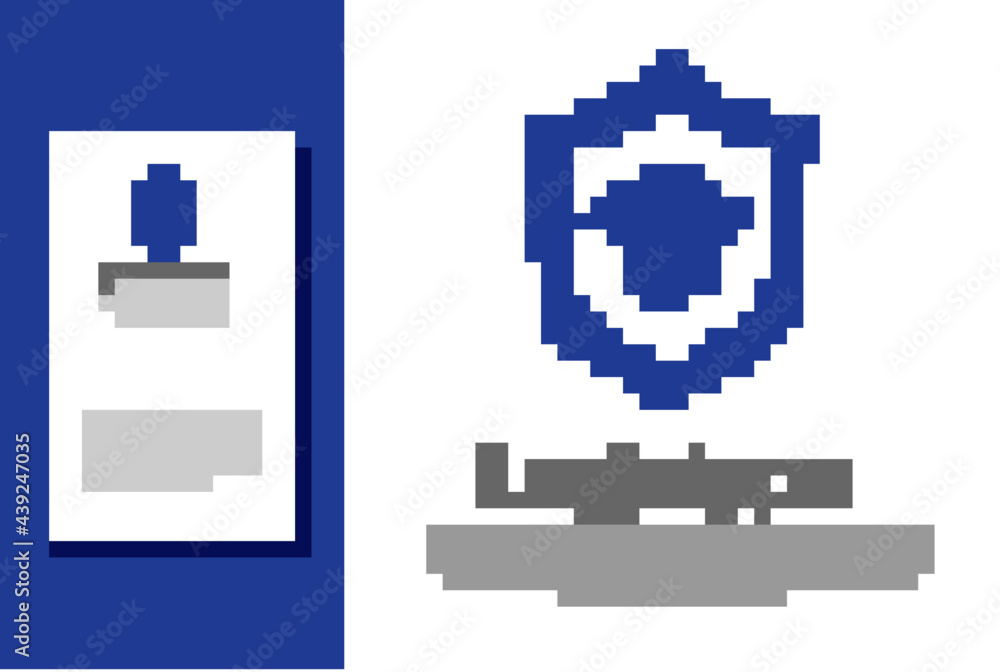 Graduation Security Logo Blue Graduation cap with shield icon isolated on white background ...