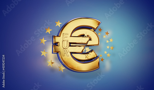 symbolic golden E-Euro as E...