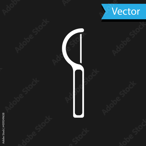 White Dental floss icon isolated on black background. Vector