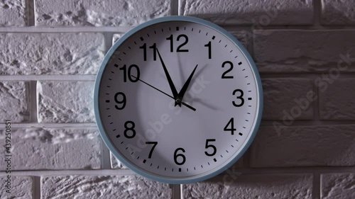 Wallpaper Mural Modern analog clock pointing at twelve fifty five, on white background. Business and  time concept Torontodigital.ca