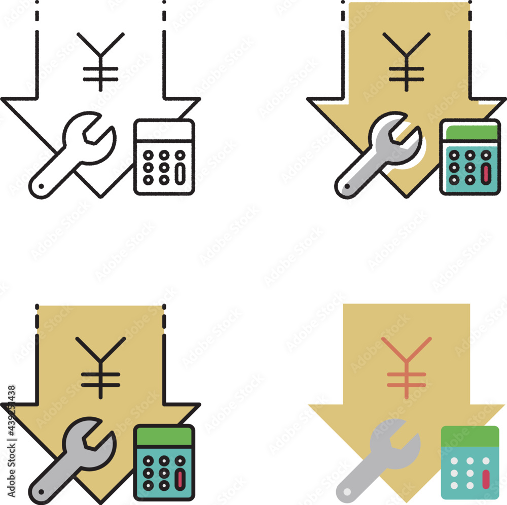 メンテナンスコストダウンのイラストの手描きと基本線と塗りのセット Stock Vector Adobe Stock メンテナンスコストダウンのイラストの手描きと基本線と塗りのセット Stock Vector Adobe Stock