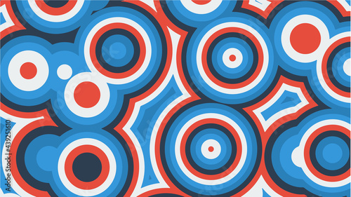 Abstract background of multicolored concentric circles in red and blue colors. Vector illustration.