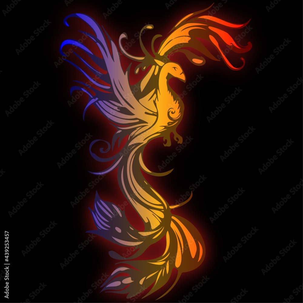 Fire burning Phoenix Bird, phoenix gradient logo, Tattoo, poster design  Stock Vector | Adobe Stock