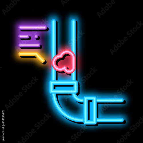 clogged pipe neon light sign vector. Glowing bright icon clogged pipe sign. transparent symbol illustration