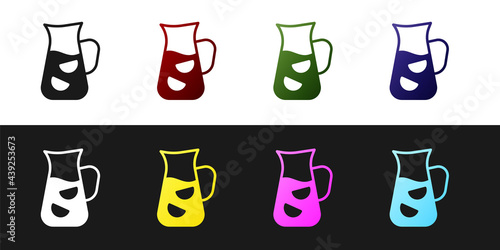 Set Sangria icon isolated on black and white background. Traditional spanish drink. Vector