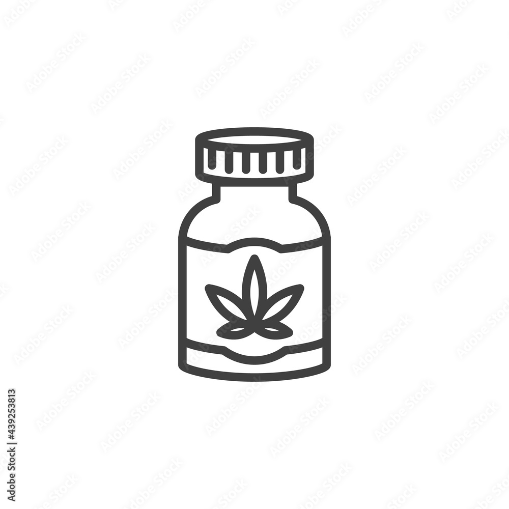 Medical marijuana bottle line icon Medical marijuana bottle line icon