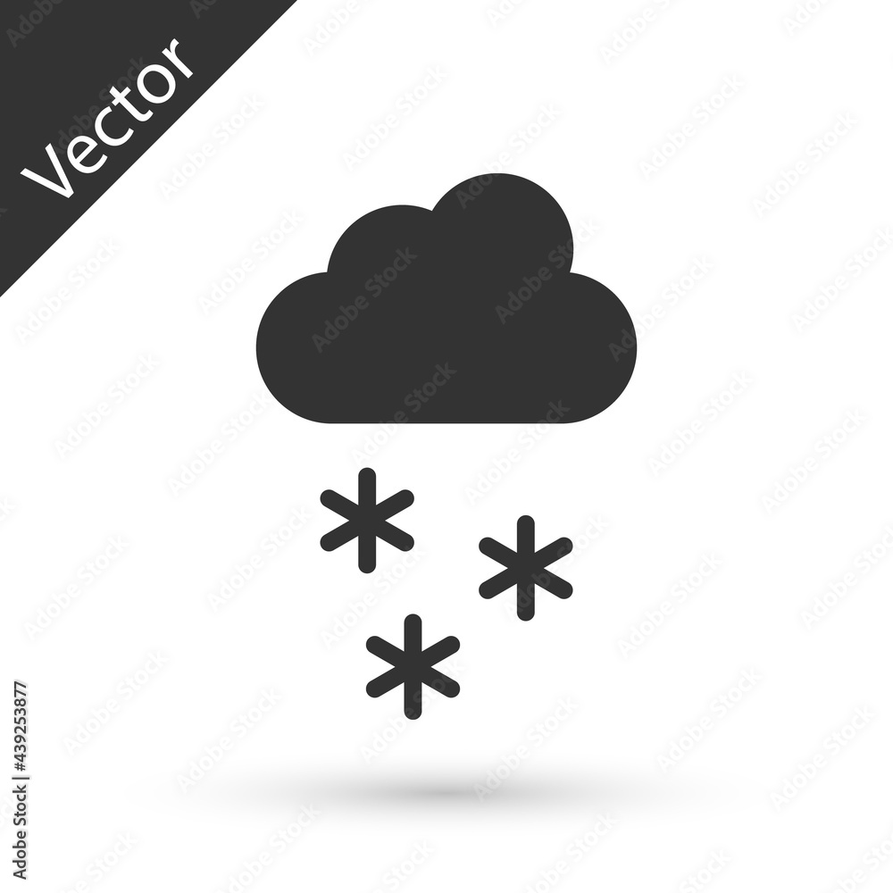 Grey Cloud with snow icon isolated on white background. Cloud with snowflakes. Single weather icon. Snowing sign. Vector Grey Cloud with snow icon isolated on white background. Cloud with snowflakes. Single weather icon. Snowing sign. Vector