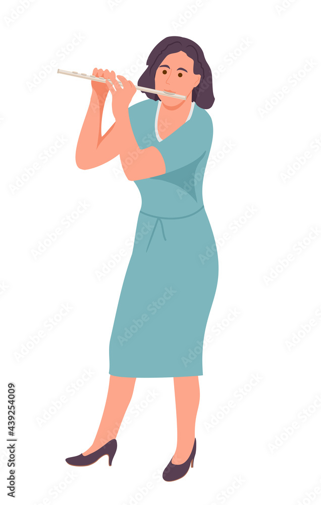 Woman playing the flute. Girl playing wind musical instrument. Woman with flute practicing or studying. Flutist lady giving performance or having rest. Woman playing the flute. Girl playing wind musical instrument. Woman with flute practicing or studying. Flutist lady giving performance or having rest.