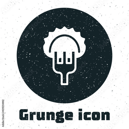 Grunge Dumplings on fork icon isolated on white background. Pierogi, varenyky, pelmeni, ravioli. Traditional Ukrainian food. Monochrome vintage drawing. Vector