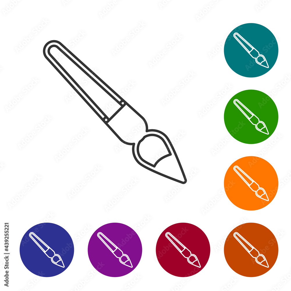 Black line Paint brush icon isolated on white background. Set icons in color circle buttons. Vector Black line Paint brush icon isolated on white background. Set icons in color circle buttons. Vector