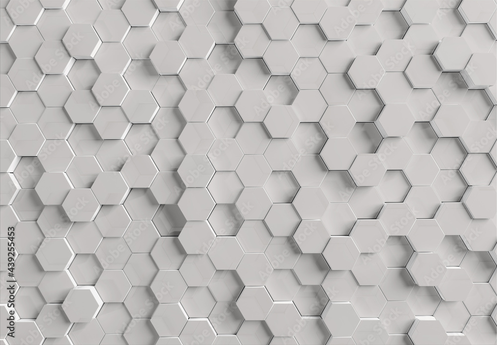 custom made wallpaper toronto digitalHexagons background pattern on textured metallic surface. Abstract hexagonal honeycomb graphic wallpaper 3D rendering