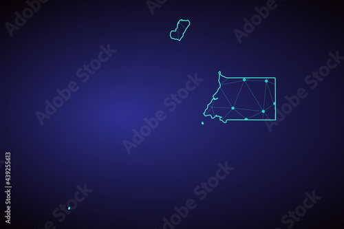 Map of Equatorial Guinea from Polygonal wire frame low poly mash  contours network line  dot and structure. Vector Illustration EPS10.