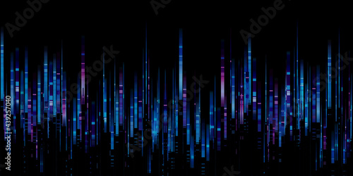 frequency spectrum of music blue sound wave equalizer light stripes 3d illustration photo