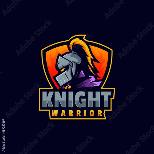 Vector Logo Illustration Knight Warrior E-Sport and Sport Style.