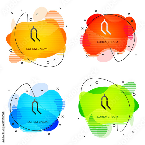 Black Bicycle suspension fork icon isolated on white background. Sport transportation spare part steering wheel. Abstract banner with liquid shapes. Vector