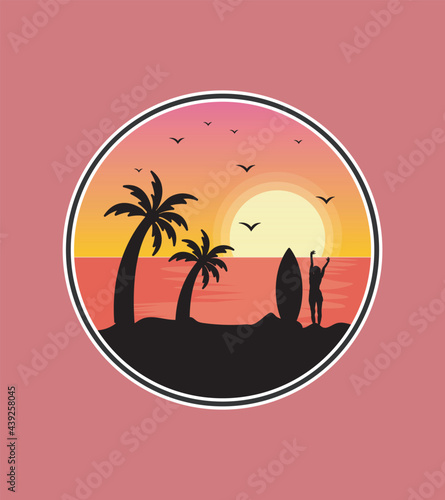 sunset view on florida key beach with silhouette style