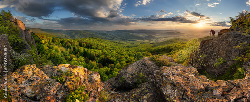 Mountain dramatic sunset panorama in peak Zarnov, Vtacnik, Horna Nitra
