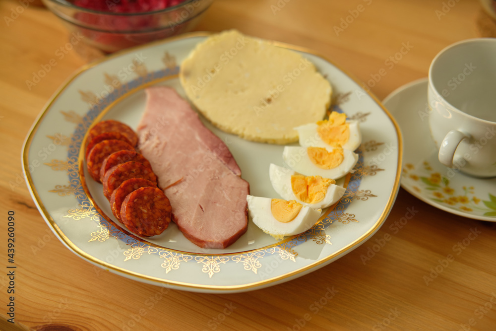 Traditional easter breakfast, Slovakia, Europe Traditional easter breakfast, Slovakia, Europe