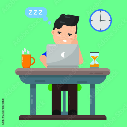 employee businessman bored tired icon illustration vector graphic