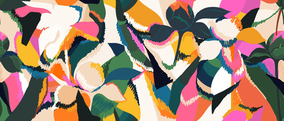Keuken achterwand Kleurrijk patronen Handgetekende bloemencollage abstract patroon  © MURRIRA