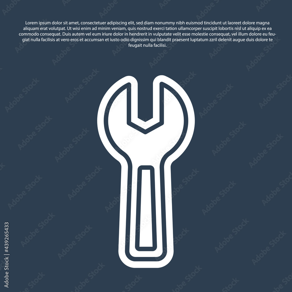 Blue line Wrench spanner icon isolated on blue background. Vector Blue line Wrench spanner icon isolated on blue background. Vector