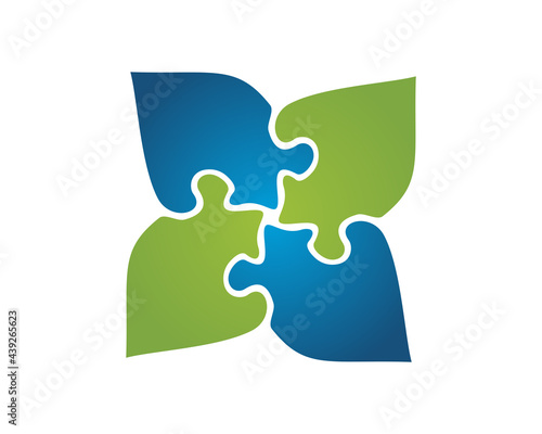 leaf puzzle logo icon template