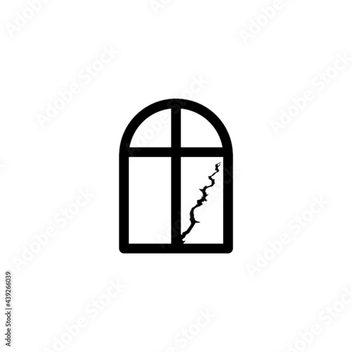 Broken window icon isolated on white background