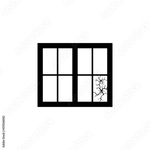 Broken window icon isolated on white background