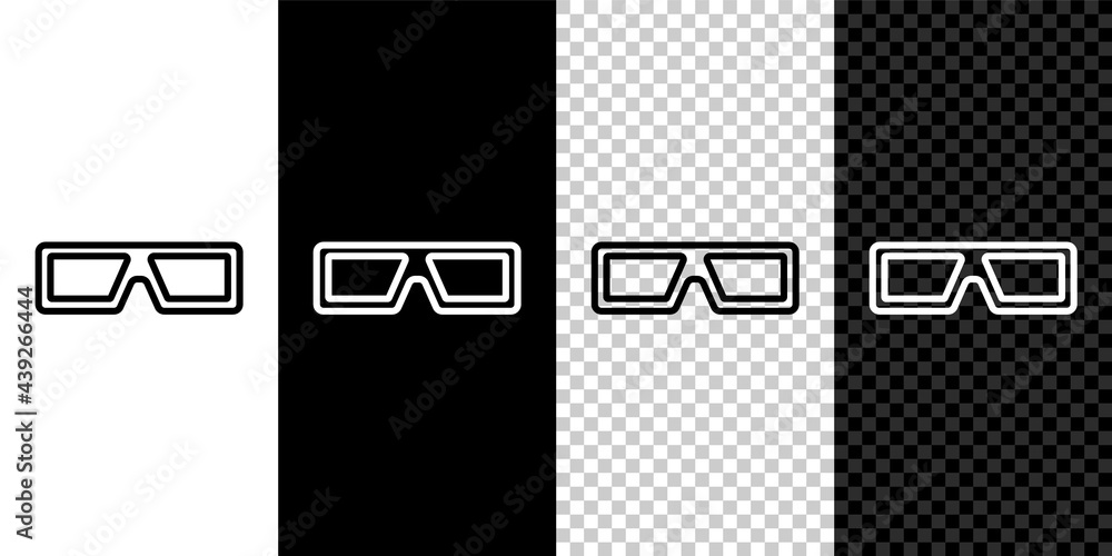 Set line 3D cinema glasses icon isolated on black and white background. Vector Set line 3D cinema glasses icon isolated on black and white background. Vector